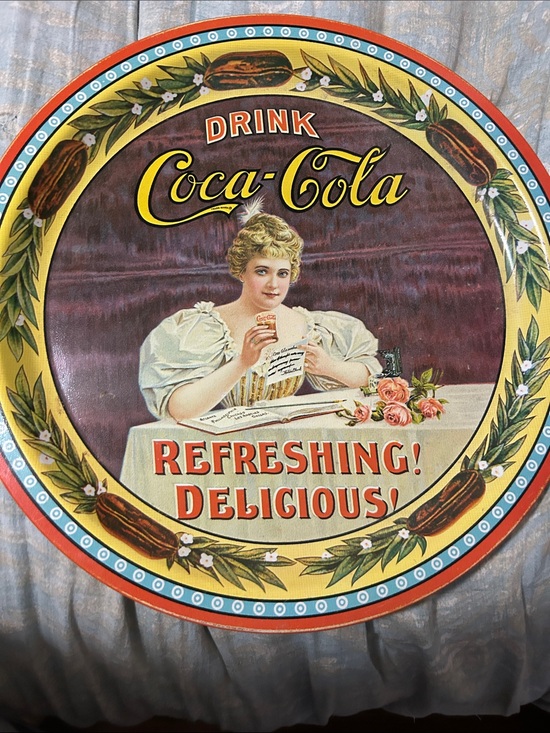Coca Cola Other - Vintage 75th anniversary Coca-Cola Round Tray — Yellow, Red, Cream, Blue